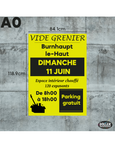 Exemple d'affiche A0 sur un mur