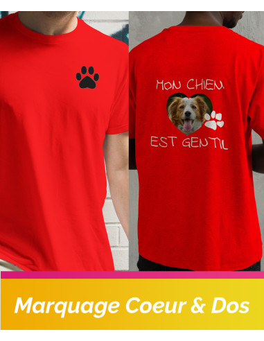 tshirt 2 faces coeur & dos - rouge