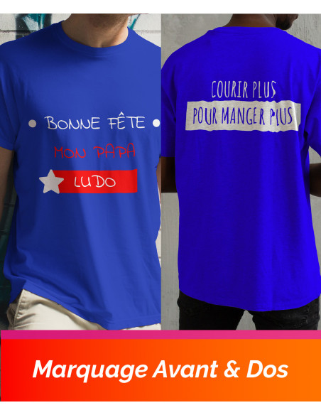 tshirt 2 faces avant & dos - bleu