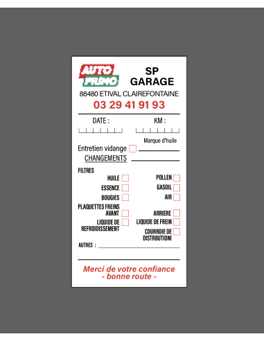 ETIQUETTES type vidange