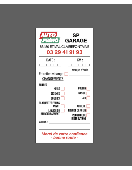 ETIQUETTES type vidange