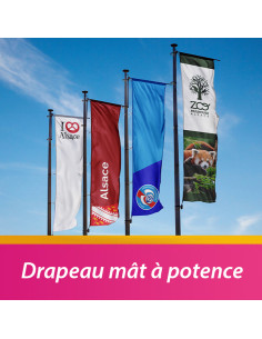 Drapeau sur mesure personnalisé pour mât avec potence