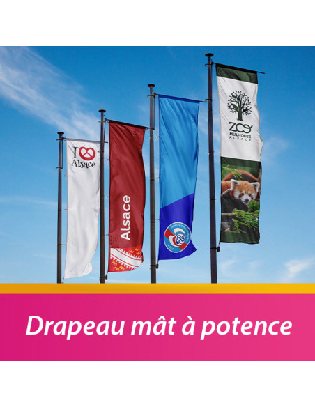 Drapeau sur mesure personnalisé pour mât avec potence