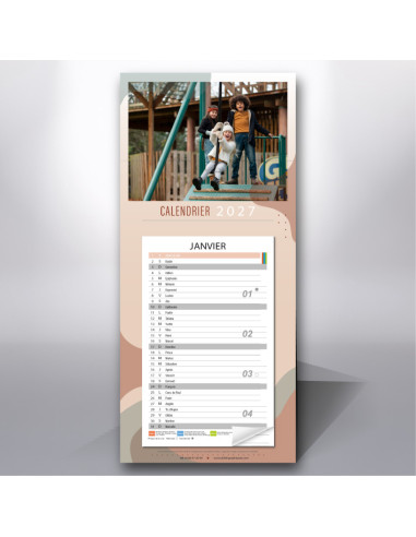 Calendrier MURAL fond cartonné